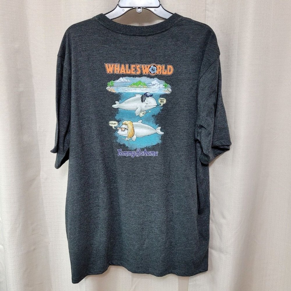 Tommy Bahama Whales World Graphic T Shirt Men's Size XL Coal Heather Gray NWT